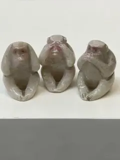 玉石　三申　見猿聞か猿言わ猿置物　年代物　彫り物　天然石　骨董品　古物 玉石 三申 見猿聞か猿言わ猿置物 年代物 彫り物 天然石 骨董品 古物