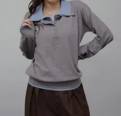 MUHETlayered-look polo knit /レイヤード風ポロニットのサムネイル