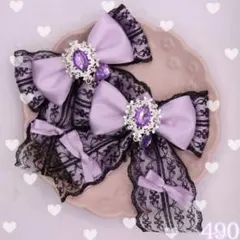 【色オーダー可能】ライトパープル ヘアリボン