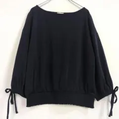 GU オフショルダー 五分袖 トップス ネイビー XL