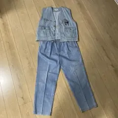 ライトブルー ウエストゴム デニムパンツ