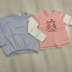 紫色トレーナーとピンク色の長袖カットソーセット