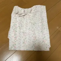 【未使用・レトロ】大人かわいい小花柄 割烹着（ピンク×ホワイト）のサムネイル