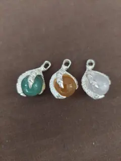 天然石　Silver925竜の爪丸玉ペンダントトップ　3個セット