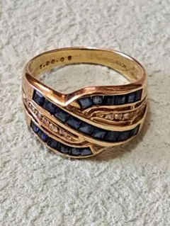 サファイア　ダイヤモンド　18K リング
