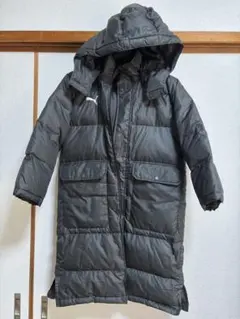 PUMA 黒 フード付きロングダウンジャケット 130