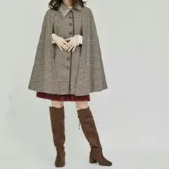 axes femme 連釦ケープコート ジャケット ポンチョ コート 千鳥格子