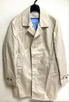 メンズコート　春秋　ベージュ 水色裏地