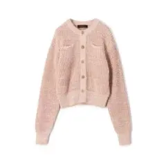 CABaN キャバン　ミックスワッフル クルーネックカーディガン　ピンク系