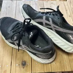 asics ランニングシューズ 黒/白/ピンク　24cm