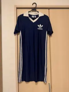 adidas ネイビー ストライプ ポロワンピース S