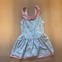 水色ピンクハート柄130cmワンピース水着