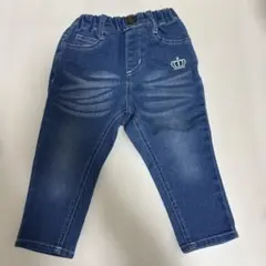 デニムブルー ボトムス クラウン刺繍