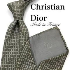 【訳あり】 Christian Dior ネクタイ ドット ライトグレー シルク
