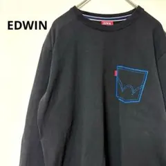 EDWIN ロンティ ブラック バックプリント 長袖 シャツ メンズ Ｍ