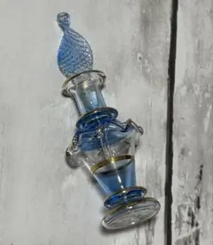 【未使用】エジプト産ガラスミニボトル　パフュームボトル　香水瓶　一輪挿し　水色①