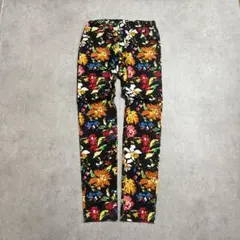 パンツ テーパード ブラック 花柄 フェアリーグランジ