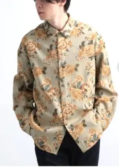 HARE　フラワープリントジャガードシャツ　サイズS