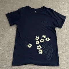 mont-bell 花柄プリント Tシャツ S ネイビー 半袖 細身シルエット