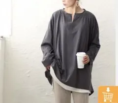 GOLDJAPAN 大きいサイズ レディース キーネックコクーン長袖チュニック