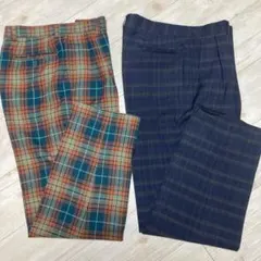 タータンチェック　シャドーチェック　スラックス2本セット