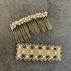 バレッタ　ヘアアクセサリー　髪飾り　結婚式　七五三　入学式　ドレス