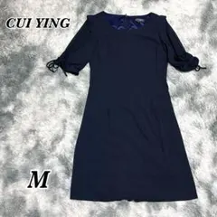 【極美品】CUI YING 膝丈ワンピース ネイビー シースルー