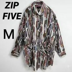 ZIP FIVE M マルチカラー 総柄 レトロ 長袖 シャツ　ビッグサイズのサムネイル