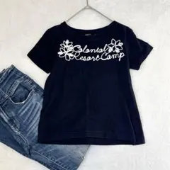 t6【DSC】コード刺繍フライスTシャツ　ダブルスタンダード ネイビーのサムネイル