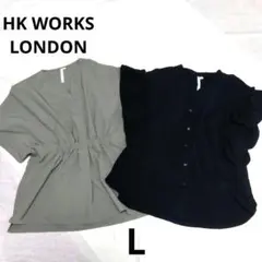 しまむら　HK WORKS LONDON ブラウス2枚セット L ブラックカーキ