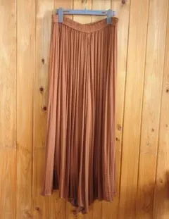ワイドパンツ ブラウン Мサイズ レディース プリーツ ロング キュロット