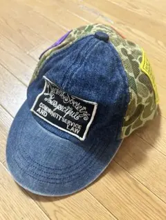 【56〜58cm】キッズキャップ　パッチワーク デニム カモフラ　帽子のサムネイル