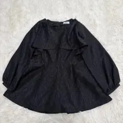 美品　TONAL トーナル ジャガードブラウス　シャツ　チュニック　ブラックのサムネイル