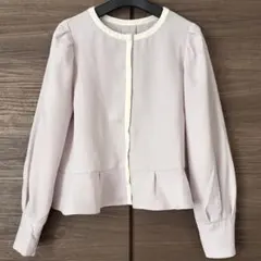 ロペピクニック　バイカラー裾フリルシフォンブラウス　通勤コーデ