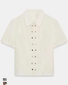 ZARA フリル&スタッズポプリンシャツ