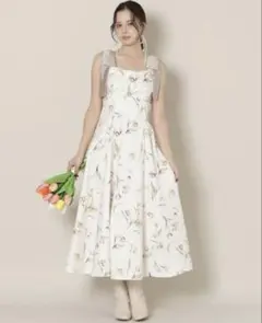 ウィルセレクション　リボンショルダーチューリップフレアワンピース