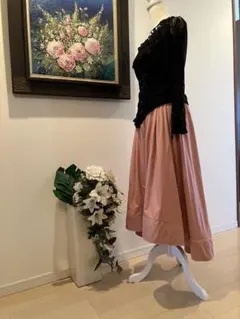 社交ダンス　エレガント 花柄レース トップス & フレアスカート