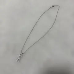 YSLロゴシルバー クリスタル装飾 ネックレス