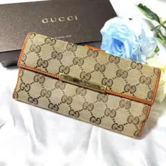 GUCCIグッチ GGキャンバス 折財布 二つ折 フラップ 長財布