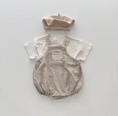 韓国子供服 正規品 韓国ブランド blackbean チェック サロペット