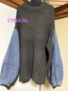 シニカル　cynical バルーンスリーブ ニット デニム袖のサムネイル