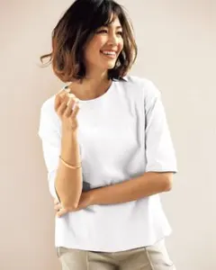 DoCLASSE 抜け感クルーネック5分袖Tシャツ M ホワイト美品お値下げ不可