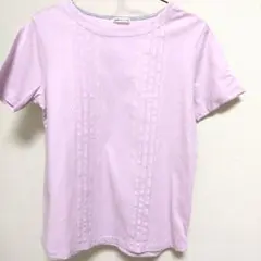 SIMPLE LIFE 薄紫ピンク 刺繍 半袖Tシャツ　美品のサムネイル