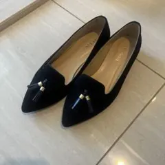 BARCLAY タッセル付きスエードローファー 黒　24cm