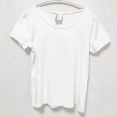 H&M エイチアンドエム 白Tシャツ 半袖 M 綿混 シンプル