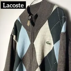 ラコステ　Lacoste アーガイル柄 カーディガン　ウール100% L