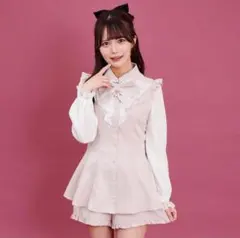 抹*茶様 シーハニ セットアップ レース袖ラッフルセットアップ