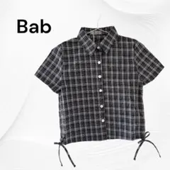 【新品】Bab サイドリボンアソートチェックブラウス シャーリングで調節可能　Mのサムネイル