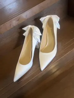 上品リボン付きパンプス✨結婚式・パーティー・デートに最適 美品