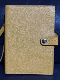 ラ*ト様 B7サイズ 本革レザー手帳カバー 黄色 ストラップ付き 未使用品